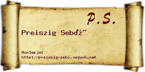 Preiszig Sebő névjegykártya